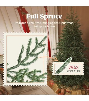 HOMCOM 7 ft Full Spruce Christmas Tree with Realistic Dense Tips, Easy Assembly - Green