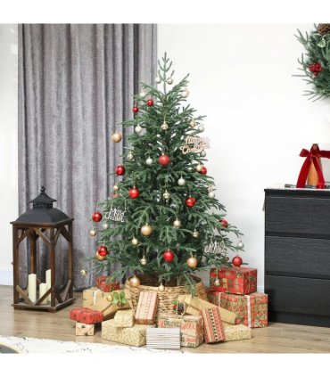 HOMCOM 5 ft Full Spruce Christmas Tree with Realistic Dense Tips, Easy Assembly - Green
