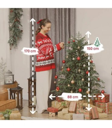 HOMCOM 5 ft Full Spruce Christmas Tree with Realistic Dense Tips, Easy Assembly - Green