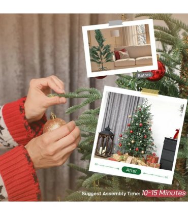 HOMCOM 5 ft Full Spruce Christmas Tree with Realistic Dense Tips, Easy Assembly - Green