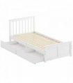 HOMCOM Wooden Single Bed Frame, with Drawers - White