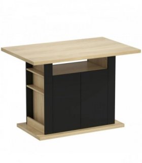 HOMCOM Kitchen Island with Spice Rack, Kitchen Storage with Large Tabletop for 4 People, Adjustable Shelves Black & Natural