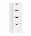 HOMCOM 4-Drawer Bathroom Cabinet, Freestanding Narrow Storage Cabinet with Groove Handles for Small Spaces, White