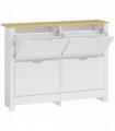 HOMCOM Slim Shoe Cabinet, Narrow Shoe Cupboard with 4 Flip Drawers, Adjustable Shelves for 16 Pairs of Shoes, White