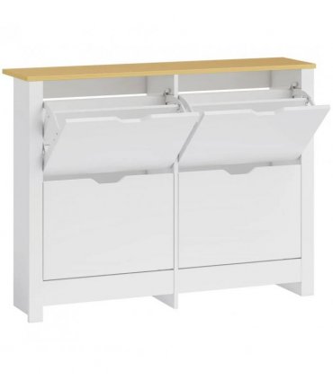 HOMCOM Slim Shoe Cabinet, Narrow Shoe Cupboard with 4 Flip Drawers, Adjustable Shelves for 16 Pairs of Shoes, White
