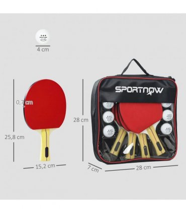 SPORTNOW Portable Table Tennis Set with Four Rackets, Eight Balls, Storage Case