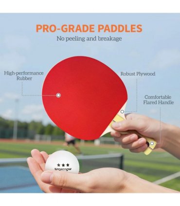 SPORTNOW Portable Table Tennis Set with Four Rackets, Eight Balls, Storage Case