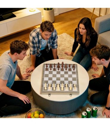 SPORTNOW 15 Inch Chess Set, Foldable Chess and Draughts Set, Brown