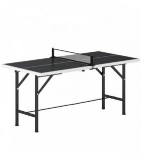 SPORTNOW 5ft Mid-Size Table Tennis Table, Ping Pong Table with Net, 2 Table Tennis Paddles and 3 Balls for Indoor Game, Black
