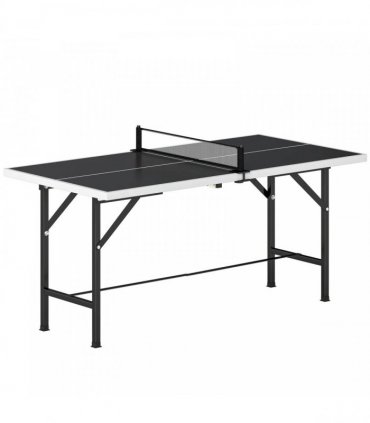 SPORTNOW 5ft Mid-Size Table Tennis Table, Ping Pong Table with Net, 2 Table Tennis Paddles and 3 Balls for Indoor Game, Black