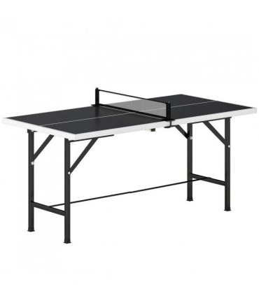 SPORTNOW 5ft Mid-Size Table Tennis Table, Ping Pong Table with Net, 2 Table Tennis Paddles and 3 Balls for Indoor Game, Black