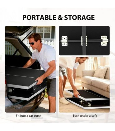 SPORTNOW 5ft Mid-Size Table Tennis Table, Ping Pong Table with Net, 2 Table Tennis Paddles and 3 Balls for Indoor Game, Black