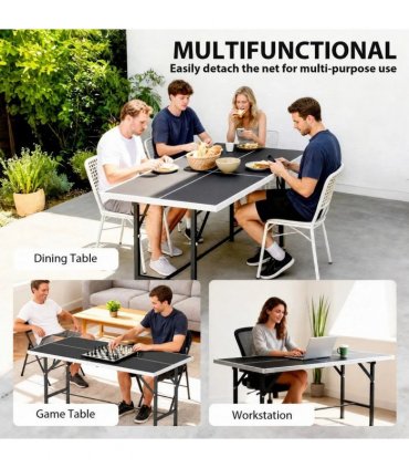 SPORTNOW 5ft Mid-Size Table Tennis Table, Ping Pong Table with Net, 2 Table Tennis Paddles and 3 Balls for Indoor Game, Black