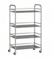HOMCOM 4 Tier Stainless Steel Kitchen Storage Trolley with Adjustable Shelves - Silver