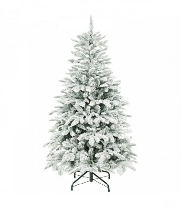 HOMCOM 5 ft Artificial Flocked Christmas Tree with 717 Branches, Hinged Xmas Tree with Foldable Metal Stand, Easy Assembly for Home Office Decor