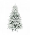 HOMCOM 5 ft Artificial Flocked Christmas Tree with 717 Branches, Hinged Xmas Tree with Foldable Metal Stand, Easy Assembly for Home Office Decor