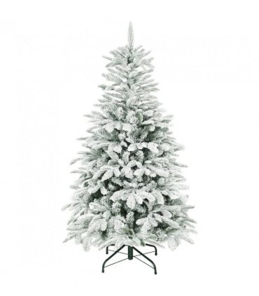 HOMCOM 5 ft Artificial Flocked Christmas Tree with 717 Branches, Hinged Xmas Tree with Foldable Metal Stand, Easy Assembly for Home Office Decor
