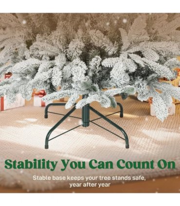 HOMCOM 5 ft Artificial Flocked Christmas Tree with 717 Branches, Hinged Xmas Tree with Foldable Metal Stand, Easy Assembly for Home Office Decor