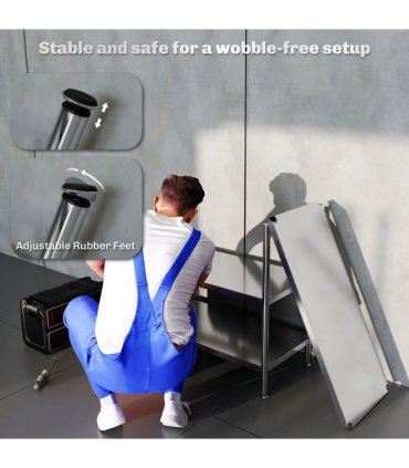 HOMCOM 3-Tier Bakers Rack with Storage, Stainless Steel Microwave Stand with Adjustable Shelves for Small Spaces, Kitchen Storage Unit for Spices, Pots and Pans, Silver Tone