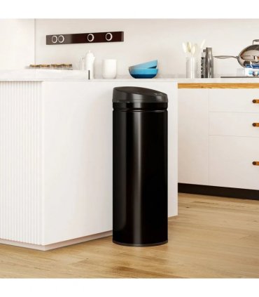 HOMCOM 50L Stainless Steel Sensor Bin - Black