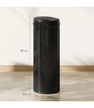 HOMCOM 50L Stainless Steel Sensor Bin - Black