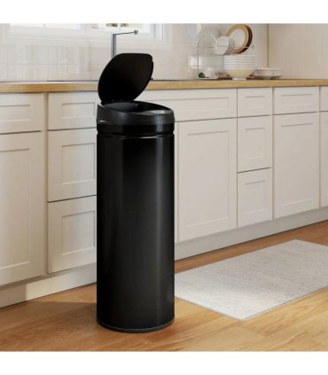 HOMCOM 50L Stainless Steel Sensor Bin - Black