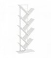 HOMCOM 9-Tier Tree Bookshelf, Industrial Free Standing Bookcase with Steel Frame, Display Storage White