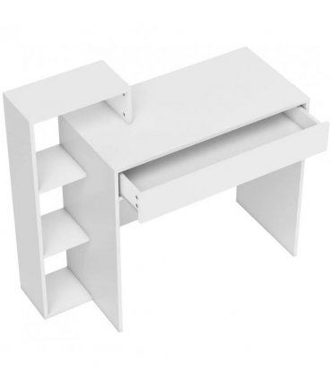 HOMCOM Desk with Storage, Computer Desk with 3 Open Shelves and Drawer, Workstation, Computer Table, White