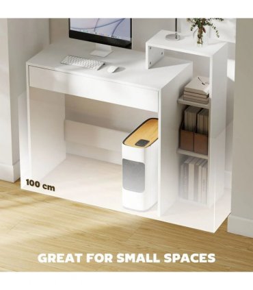 HOMCOM Desk with Storage, Computer Desk with 3 Open Shelves and Drawer, Workstation, Computer Table, White