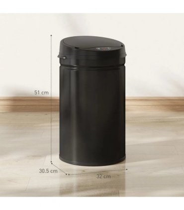 HOMCOM 30L Stainless Steel Sensor Bin - Black