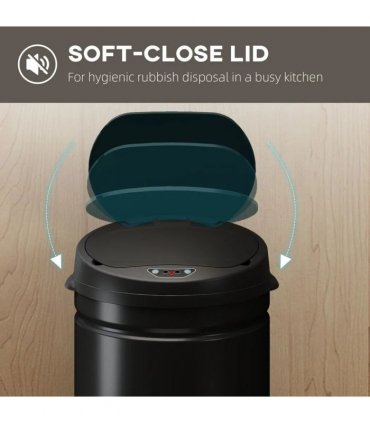HOMCOM 30L Stainless Steel Sensor Bin - Black