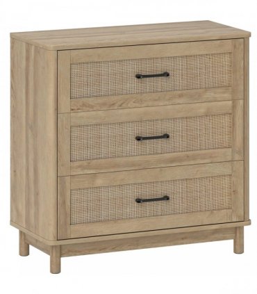 HOMCOM 76 cm Wide Drawer Chest of Drawers with 3 Drawer - Oak