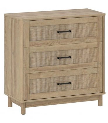HOMCOM 76 cm Wide Drawer Chest of Drawers with 3 Drawer - Oak