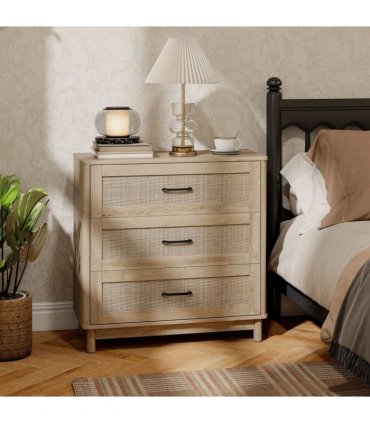 HOMCOM 76 cm Wide Drawer Chest of Drawers with 3 Drawer - Oak