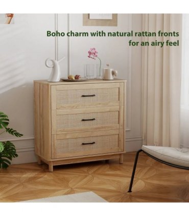 HOMCOM 76 cm Wide Drawer Chest of Drawers with 3 Drawer - Oak