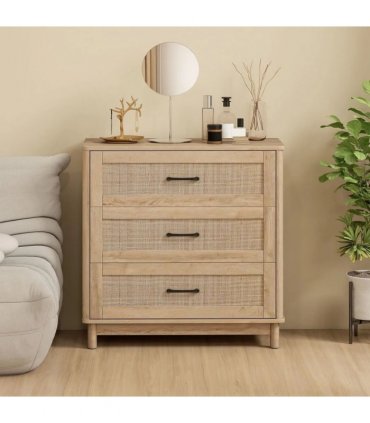 HOMCOM 76 cm Wide Drawer Chest of Drawers with 3 Drawer - Oak