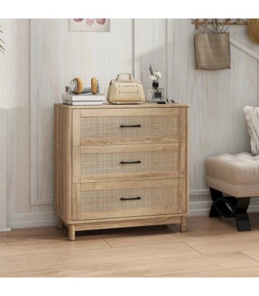 HOMCOM 76 cm Wide Drawer Chest of Drawers with 3 Drawer - Oak