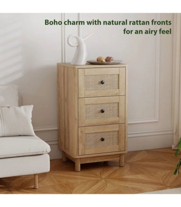 HOMCOM 40 cm Drawer Chest of Drawers with 3 Drawer - Oak