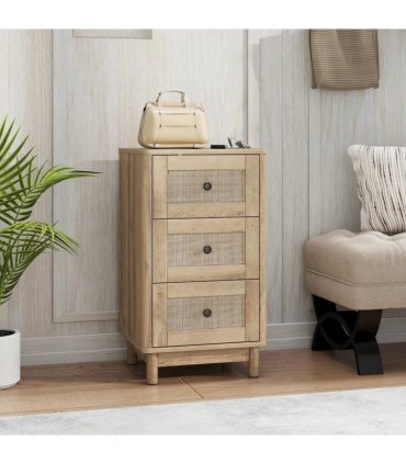 HOMCOM 40 cm Drawer Chest of Drawers with 3 Drawer - Oak