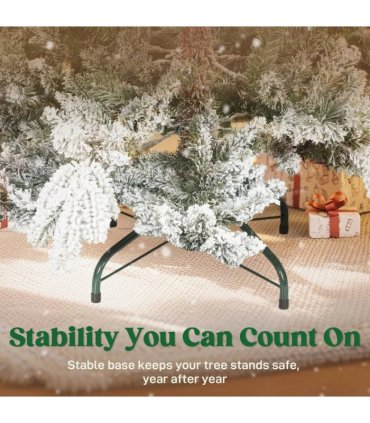 HOMCOM 5ft Super Flocked Christmas Tree - Green/White