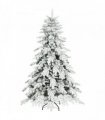 HOMCOM 6ft Super Flocked Christmas Tree - Green/White
