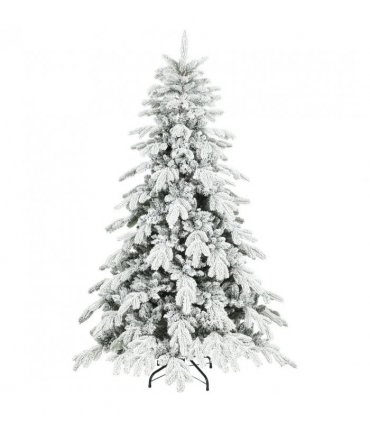 HOMCOM 6ft Super Flocked Christmas Tree - Green/White