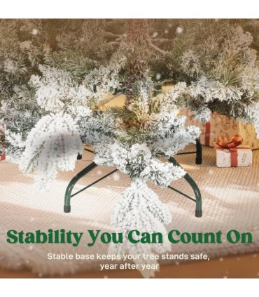 HOMCOM 6ft Super Flocked Christmas Tree - Green/White