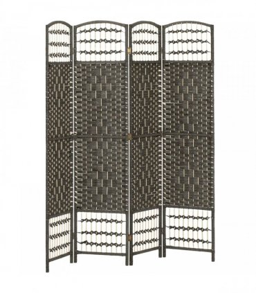 HOMCOM 4 Panel Folding Privacy Screen, Room Divider with Pine Wood Frame for Living Room and Office, Dark Grey