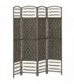 HOMCOM 4 Panel Folding Privacy Screen, Room Divider with Pine Wood Frame for Living Room and Office, Dark Grey