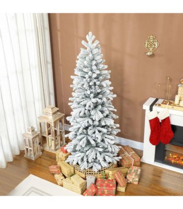 HOMCOM 6ft Flocked Artificial Christmas Tree