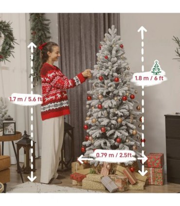 HOMCOM 6ft Flocked Artificial Christmas Tree
