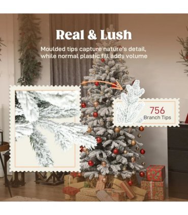 HOMCOM 6ft Flocked Artificial Christmas Tree