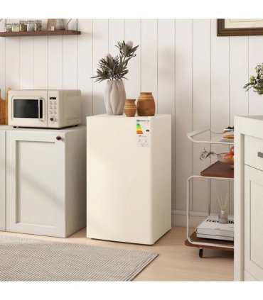 HOMCOM Under Counter Fridge, 91L Small Fridge with Chiller Box, Removable Shelf, Reversible Door, Adjustable Legs, Mini Refrigerator, Beige