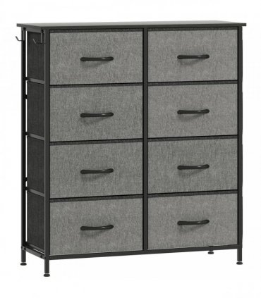 HOMCOM Chest of Eight Fabric Drawers - Charcoal Grey